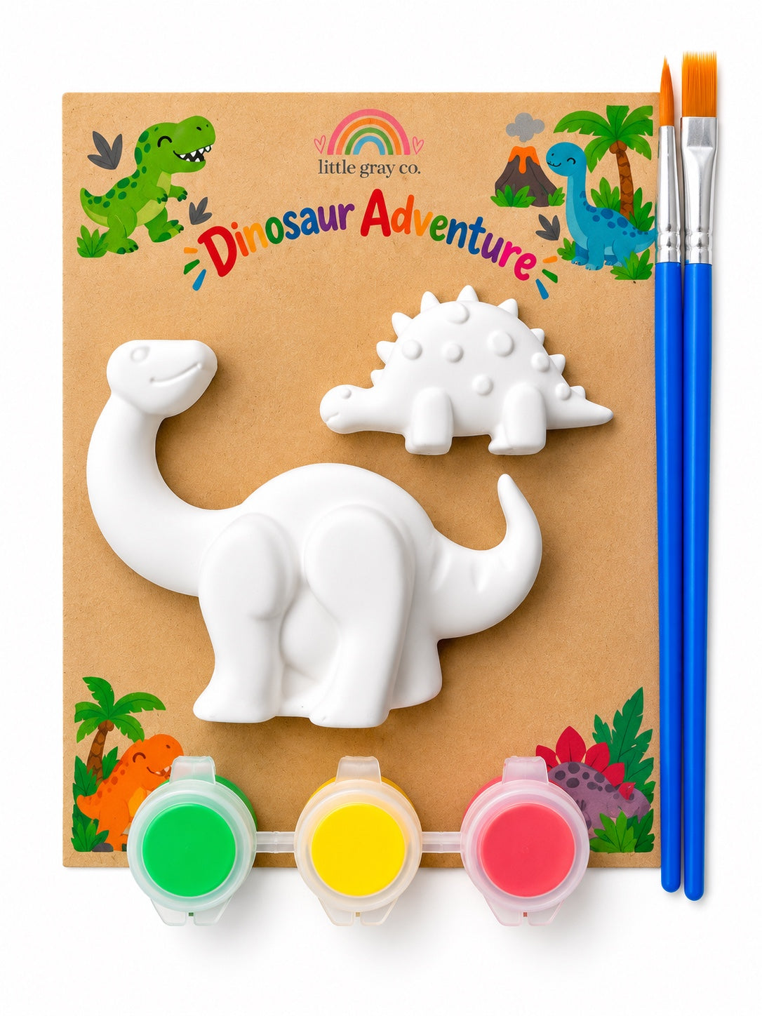 Little Gray Co. Dinosaur Adventure kit with Brachiosaurus and stegosaurus