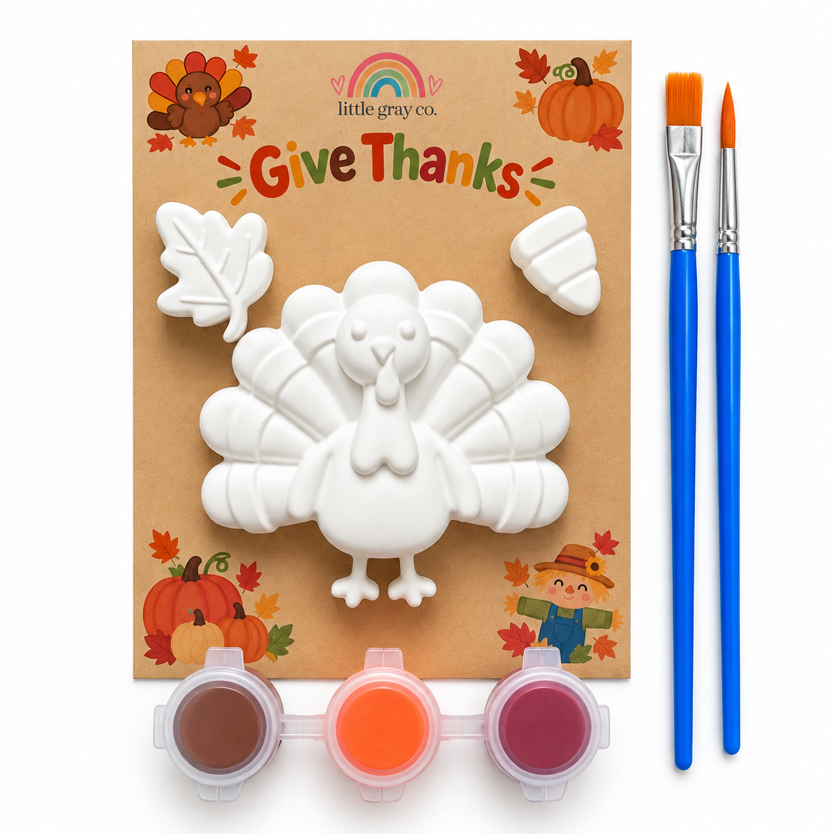 Give Thanks turkey, leaf and acorn plaster painting kit